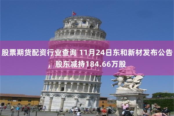 股票期货配资行业查询 11月24日东和新材发布公告,股东减持184.66万股