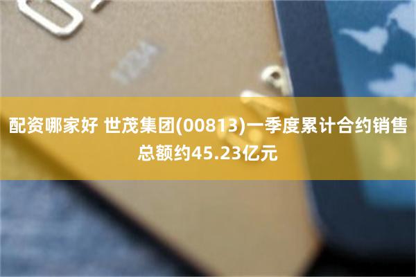 配资哪家好 世茂集团(00813)一季度累计合约销售总额约45.23亿元