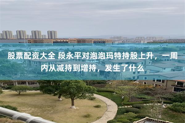 股票配资大全 段永平对泡泡玛特持股上升，一周内从减持到增持，发生了什么