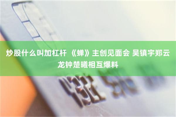 炒股什么叫加杠杆 《蝉》主创见面会 吴镇宇郑云龙钟楚曦相互爆料